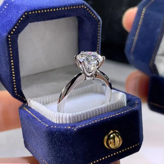 Mother’s Day Moissanite Ring – Real 925 Sterling Silver 1CT Solitaire